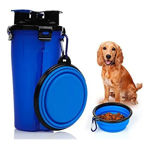 Botella Comida Y Agua Portátil Mascota + Cuenco - Imagen 3