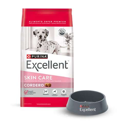Excellent Dog Skin Cordero x 3Kg+comedero!